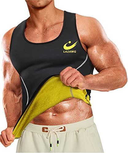 LAZAWG Gilet de Sudation Homme Corset Minceur pour Perte de Poids Sport Sauna Débardeur Vêtements de Sudation Zippé Serre Taille Gaine