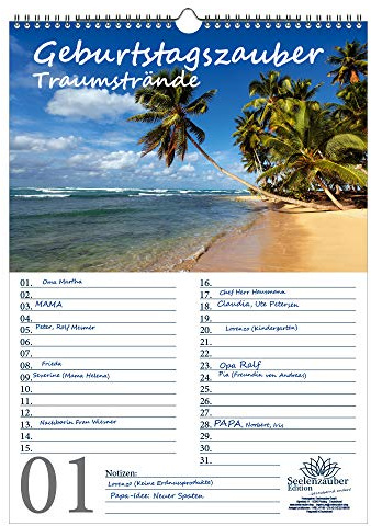 Födelsedagsplanerare Födelsedagskalender Strand Magic Din A3 Kalender Stränder Och Stränder-Seelenzauber, Gp18-3W-00110-D-0