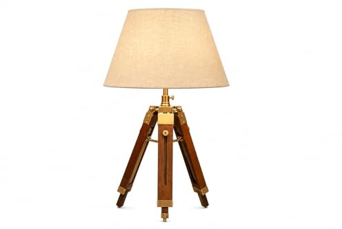 Lámpara de mesa trípode de madera (sin sombra) para decoración del hogar y la oficina, lámpara de mesa/lámpara lateral de cama