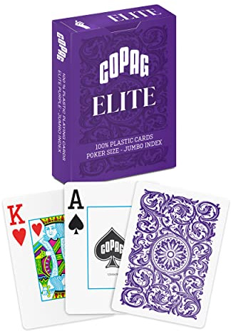 Copag Elite 100% Plastic Playing Cards, Poker Size (Standard) Jumbo Index Single Deck (Purple)
