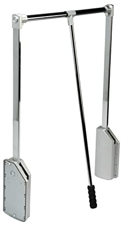 AZERODESIGN-Perchero-Barra Armario -Abatible- Colgador Ropa Elevable Vestidor o Armario-Tirador central-Resistente 17kg-Regulable-Color Gris-Acabado Cromo(830-1150mm)