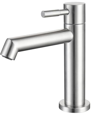 Tondiy Robinet de Lavabo Eau Froide Uniquement, Mitigeur Lave Main Eau Froide, Petit Robinetterie Brossé pour WC Invités, Cartouche Céramique, Mousseur Démontable