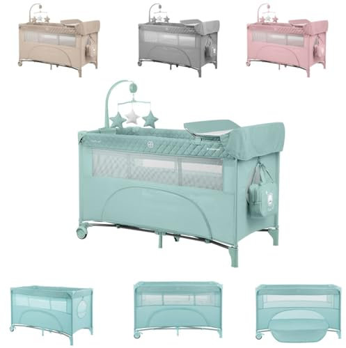 Kikkaboo Reisebett Nighty Night, 2 Ebenen, Spielbogen, 2 Räder, Wickelauflage