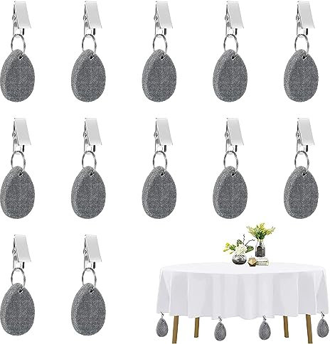 JAWAI 12 Pezzo Pesi per Tovaglia con Clip, Pesi Tovaglia Clip Ciondolo, Pesi Fermatovaglia, Tavola all’Aperto Clip Ciondolo, Tovaglia Fissa, Adatta per Riunioni di Famiglia, Matrimoni o Cene