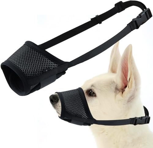 badaren Maulkorb für Hunde, Hund Maulkorb mit Verstellbarem Riemen, Sicher und atmungsaktiv, Hundemaulkorb für große, mittlere und kleine Hunde geeignet, verhindert Beißen, Kauen und Bellen