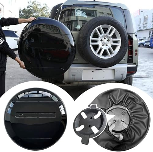 Spare Wheel Cover for Defender Plastic Spare Wheel Cover for LR Defender 90 110 130 2 Door 4 Door 2020 2021 2022 2023 2024 2025 (Black with Stand)