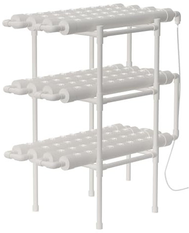 Akuoyiexemye Kit Hydroponique Professionnel 3 Étages en PVC, Système de Culture sans Terre avec Pompe Intégrée, 90 Emplacements pour Légumes/Herbes