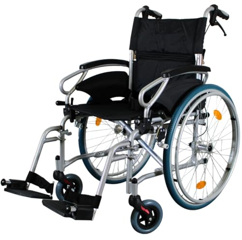 Esteem Eclipse Ultra Lightweight Self Propelled Wheelchair with Attendant Brakes, Folding Wheelchairs for Adults, Portable Travel Transport Wheelchair, Aluminium Foldable, Seat Width (18)