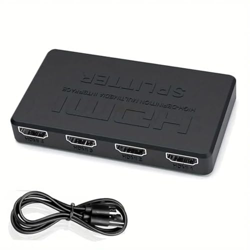 4K Ultra HD HDMI-splitter – 1 ingång, 4 utgångar | Easy USB-Power, Plug & Play | Sleek, glansig design | Perfekt för datorer och bärbara datorer