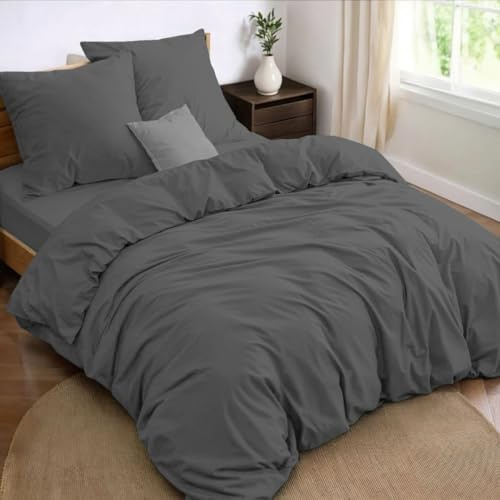 Dreamzie Parure de Lit 160 x 200 4 Pièces Housse de Couette 240x220 cm + Drap Housse 160 x 200 cm avec 2 taies d'oreillers 65x65 cm 240x220 Parure 100 Fils/cm² en Microfibre - Oeko-Tex