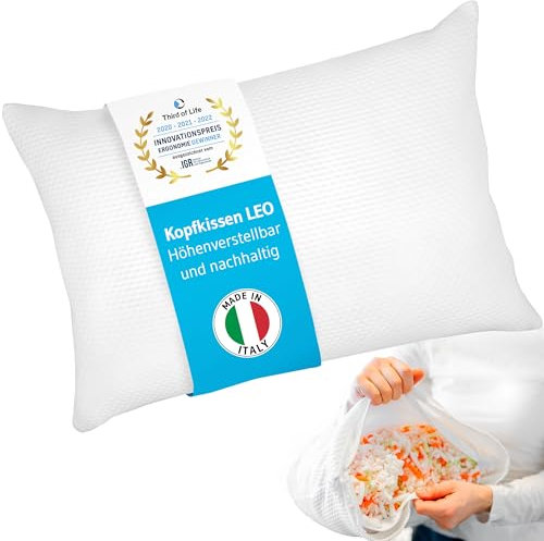 Orthopädisches Memory Foam Kissen 40x60, Höhenverstellbar & nachhaltig, Kopfkissen LEO gegen Nackenschmerzen, Nackenstützkissen für Seitenschläfer, Rückenschläfer, Allergiker, Pillow made in IT