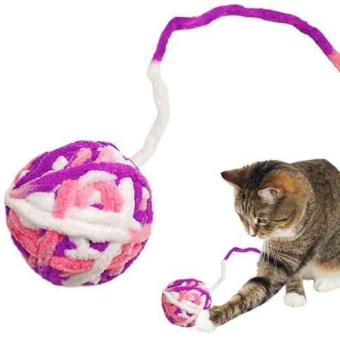 Palline sfocate di gatto | Palline giocattolo per gatti in filato di lana con rumore di fruscio - Giocattoli per palle di gatto con campana, palline sfocate di pompon di gatto giocattoli interattivi