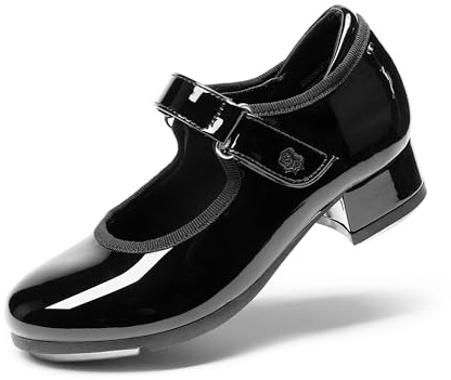 DREAM PAIRS Kids Professional Tap Shoes | Tap dancing, clear sound, easy on/off with adjustable fit, soft lining, cushioned heel, non-slip