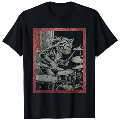 Drums Cat Music Drummer Drum Player Chaton Drummist T-Shirt