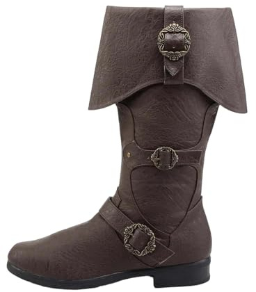 Generisch Bottes 2026 avec fermeture éclair latérale et sangle à boucle de style médiéval - Chaussures décontractées confortables pour les activités de plein air
