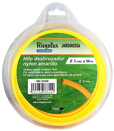 Riegolux 107638 Fil de débroussailleuse en nylon rond, jaune, 3 mm x 54 m