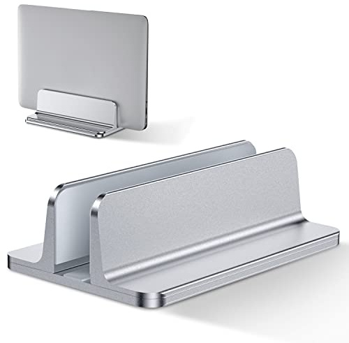 Bewahly Support Ordinateur Portable Vertical, Support PC Portable en Aluminium Réglable Bureau Laptop Stand pour MacBook Pro/Air, iPad, Surface, HP, Lenovo, Tablette et Autre Laptops - Argenté