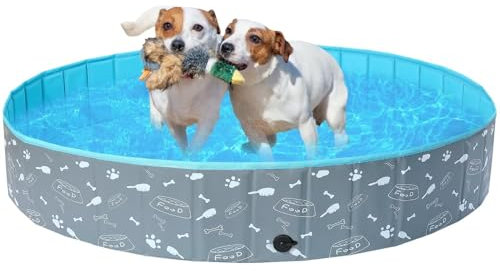 Demigreat Hundepool fur Große Kleine Hunde,80/120/ 160CM Faltbar Hunde Planschbecken, Tragbar & Eco-Friendly PVC Hunde Pool, Knochen
