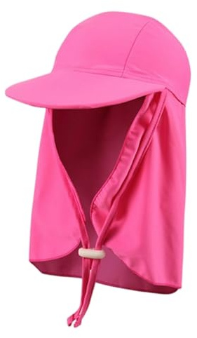 AIDIER Baby pojkar flickor badmössa med nackklaff 2-8 år barn solkeps med brett brätte UPF 50+ legionärkeps simning UV-hatt med justerbara hakremmar småbarn sommar nackskyddshatt för strand, Rosenröd,