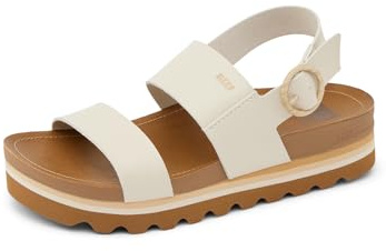 Reef Vista Hi Buckle Women's Sandals Vintage White Backstrap Vegan Leather Shoes Size 6