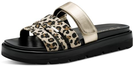 MARCO TOZZI Damen Pantoletten mit Klettverschluss Bequem, Mehrfarbig (Leo Dune Comb), 40 EU