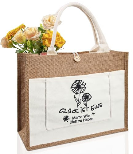 Szhhrxi Jutetasche Shopper, Jutetasche Personalisiert - Geschenke für Mama, Jute Beutel Bedruckt, Mama Tasche für Geschenk zum Muttertag, Jute Tasche Geburtstagsgeschenk für Mutter (C)