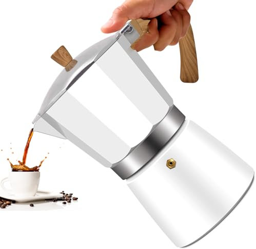 Vaolvpant 12 Cup Aluminum Moka Pot White Classic Stovetop Espresso Coffee Maker 600ml 20oz Coffeemaker Percolator Mocha Express Classic Cafe Maker for Italian and Cuban Café Brewing