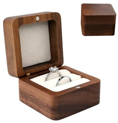YZROHYI Porta Anelli Matrimonio Legno,Scatolina Porta Fedi Nuziali,Scatola Portafedi con Interno In Velluto,Scatola Anello Fidanzamento Piccola,Astucci per Gioielli per Proposta Cerimonia di Nozze