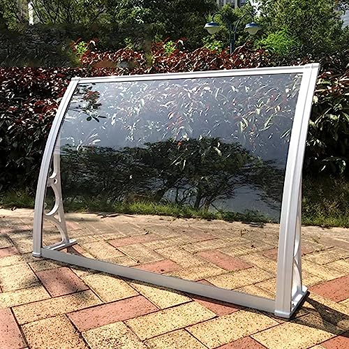 Outdoor Front Door Canopy 60x230cm Transparent Polycarbonate Cover with White Bracket Self-Cleaning UV & Snow Protection for Patio Veranda Awning
