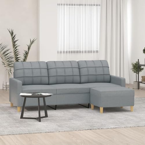 Versear Divano a 3 Posti, Divano Letto 3 Posti, Divani da Soggiorno, Divano Ufficio, Divano Moderno, con Poggiapiedi 180 cm in Tessuto Grigio Chiaro