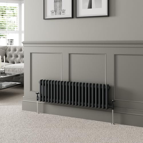 DuraTherm® 300 x 1010mm Anthracite Grey Traditional Horizontal Designer Radiator Double Column Colosseum Cast Iron Style Central Heating Panel Radiators Rad