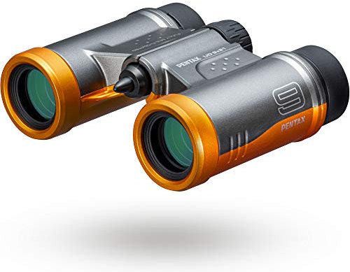 PENTAX Fernglas UD 9x21 - Grau und Orange EIN helles und klares Sichtfeld, Leichter Körper mit Dachprisma, voll mehrfach beschichtete Optik, 9-fache Vergrößerung, ideal für Konzerte, Sport, Reisen