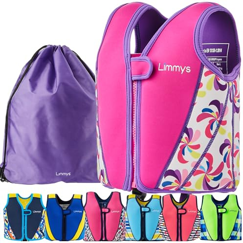 Gilet de Natation Limmys pour Enfants – Aide à la Flottaison Réglable à 8 Panneaux, Certifié CE, Design Primé, Confort en Néoprène Doux, Construction Robuste, Sac de Transport Inclus