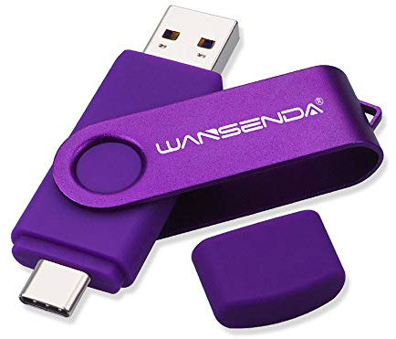 WANSENDA USB C Stick 64GB, USB-Stick Typ C Speicherstick OTG USB 3.0 Dual Flash Drive 2-in-1 Memory Stick für Tablet, PC, MacBook, Typ C Android Handy (64G, Lila)
