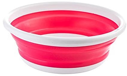 Folding Washbasin Up Bowl, Multi-Functional Round Washbasin, Collapsible Washing Up Bowl Basin Washing Basket, Folding Silicone Basin Bowl for Outdoor Travel Camping Hiking, Red, 13.0 * 13.0 * 5.1in