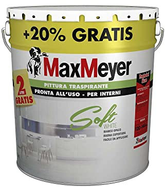 Max Meyer Pittura Bianca Morbida per Interni 10 Litri + 2 Gratis PRONTA ALL'USO