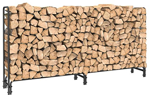 unho Soporte Leñero para Leña Exterior: Estanteria para Guardar Leña Madera Organizador Lena Metalico Grande Estante Organizador Lenha Mueble Leñera para Jardín 233x35x118cm