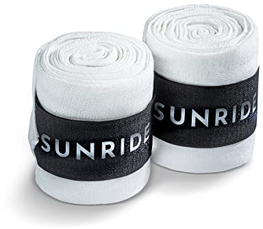 SUNRIDE Bendaggi per Cavalli, stabilizzano tendini e legamenti - Traspiranti, regolanti della Temperatura (Set da 2, Bianco)