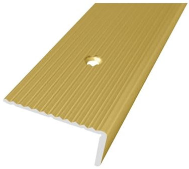 Anodised Aluminium Anti Non Slip Stair Edge Nosing -Trim- 40 x 20mm lengt 900mm (2.95FT) Silver Gold CHAPMAGNE (35.41in x 1.57in x 0.78in) IP40 TMW Profiles (Gold)