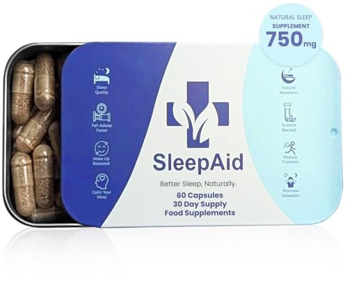 Natural Sleep Aid - Sleep Supplement with Valerian Root, L-Theanine & Magnesium for Sleep, Natural Source Melatonin Vegan Capsules, 1 Month Supply Sleeping Pills 856mg