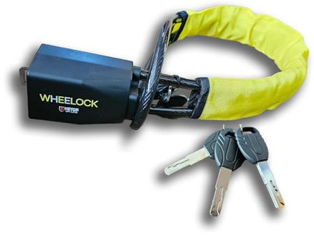 HEYCE Wheelock Universal Steering Wheel Lock for Cars – Heavy Duty Anti-Theft Device, Steering Wheel to Seat Belt Lock, High Visibility Yellow, Easy to Install, Fits Most Vehicles, Includes 3 Keys