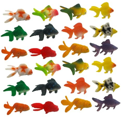 Toyvian 24pcs Pvc Miniature Goldfish Models Simulation Animal Figurines for Dollhouse and Aquarium Decor Small Lifelike Fish Collectible Accessories for Garden and Pond Display
