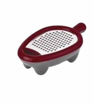 Grattugia in Acciaio Inox con Contenitore in Plastica - 3 Colori Assortiti - Dimensioni 20x10,5x5,5 cm - Ideale per Cucina e Preparazione Cibi (ROSSO)