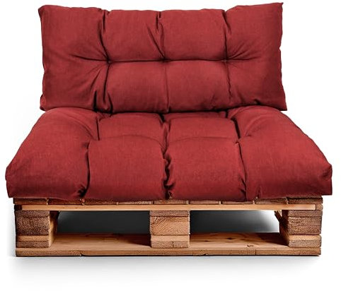 Best Wool Palettenkissen Set – Sitzkissen für Europaletten – Palettenpolster, Gefüllt mit Granuliertem Poulirette-Schaum – Inkl. Sitzkissen 120x80 +Rückenlehne 120x40