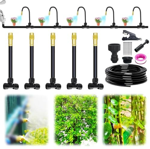 5M/16.4Ft Adjustable Garden Watering System Kit – 2025 New Irrigation System with Bendable Nozzle for Outdoor Plants, Lawn & Garden Use (5M)
