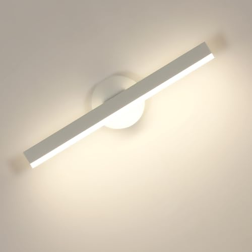 Riserva Lampada da Parete Bianca, 12W 300° Ruotabile Applique da Parete Interno LED Moderne, 4500K Bianco Neutro, Luci da Parete per Bagno, Camera da Letto, Soggiorno, Corridoio, Scala, Galleria