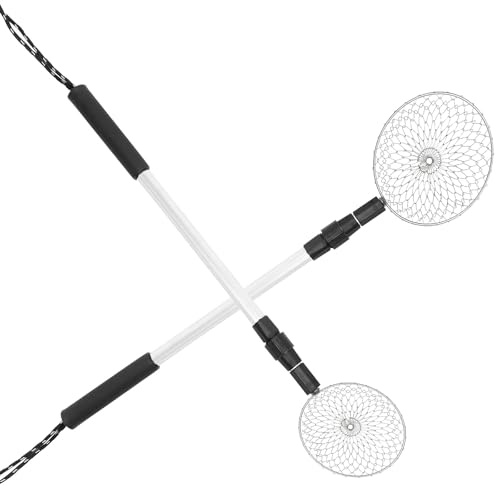 CIYODO 2pcs Beach Sand Sifter with Removable Stainless Steel Shell Scoop and Telescopic Aluminum Handles Portable Tool for Filtering and Shell Collecting the Beach