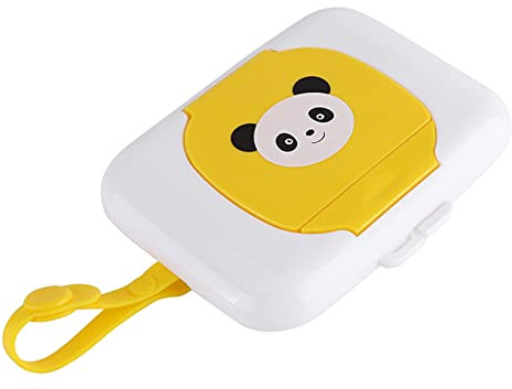 Yinhing Dispenser per Scatole di Salviette Umidificate per Passeggino da Viaggio all'aperto per Neonati Dal Design Elegante Bianco e Giallo per i Genitori e le Avventure (panda giallo)