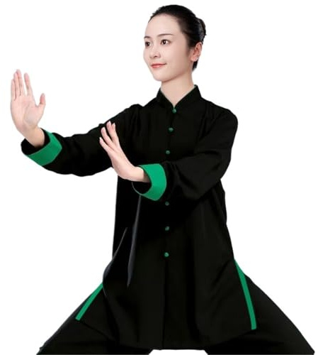 XUCZHAI Tjock bomulls- och linne Tai Chi-dräkt, mellanlånga träningskläder för herr dam