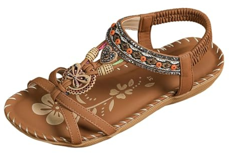 2026 Sandali Donna Eleganti con Separatore per le Dita Scarpe Estive Comode Sandali Piatta Ortopedici con Plantare Sandali Slingback Traspiranti,Marrone,41 EU
